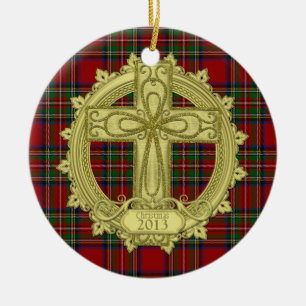 Tartan Celtic Cross Weihnachten Weihnachten Weihna Keramikornament