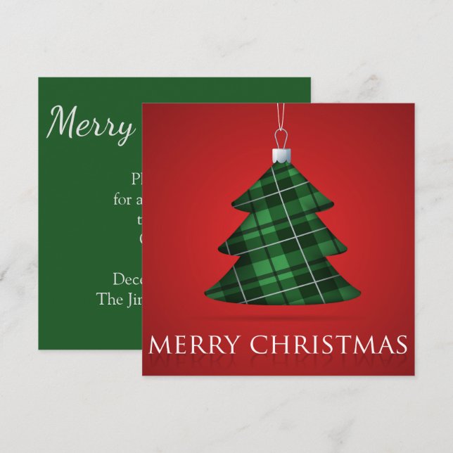 Tartan Christmas bauble Einladung (Vorne/Hinten)