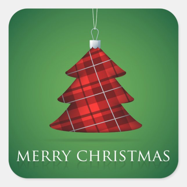 Tartan Christmas bauble Quadratischer Aufkleber (Vorderseite)