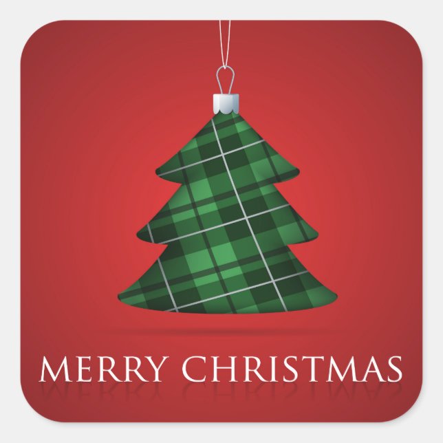 Tartan Christmas bauble Quadratischer Aufkleber (Vorderseite)