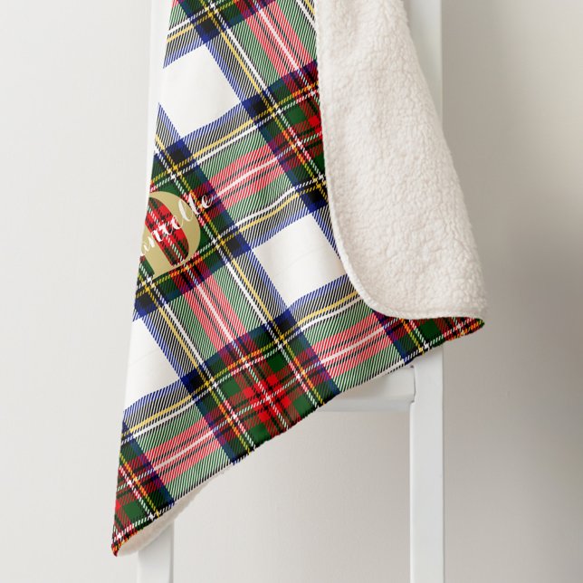 Tartan Christmas Pattern Monogram Name Holiday Sherpadecke (Tartan Christmas Pattern Monogram Name Holiday Sherpa Blanket)