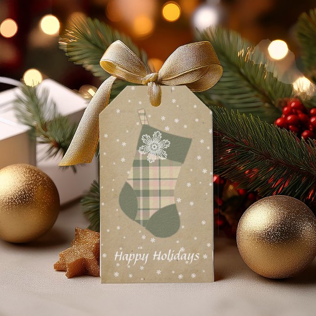 Tartan Christmas Strumpf Green and Pink ID209 Geschenkanhänger (Von Creator hochgeladen)