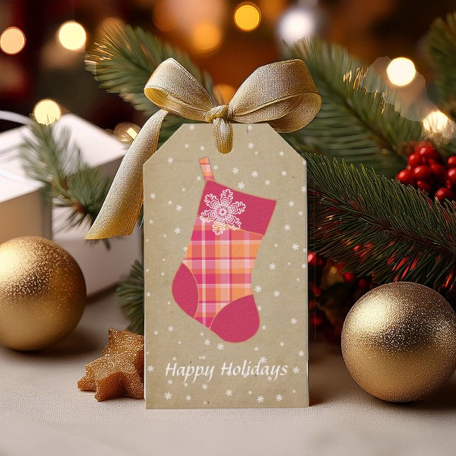 Tartan Christmas Strumpf Orange and Pink ID209 Geschenkanhänger (Von Creator hochgeladen)