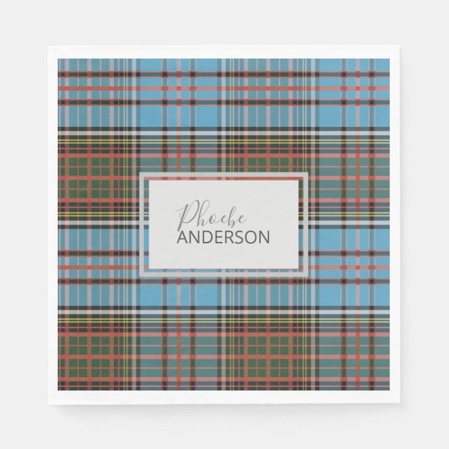 Tartan Clan Anderson Kariert Karo Custom Paper Serviette (Vorderseite)
