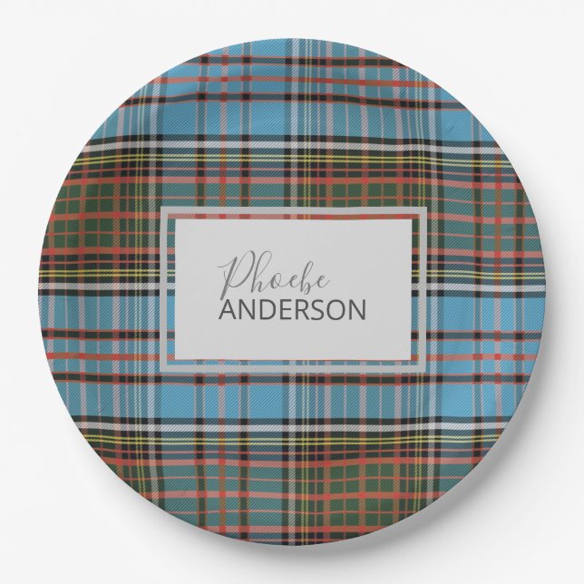 Tartan Clan Anderson Kariert Karo Custom Pappteller (Vorderseite)