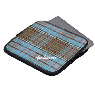Tartan Clan Anderson Karo Hellblau Kariert Benutze Laptopschutzhülle
