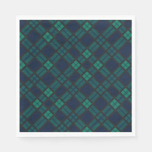 Tartan Clan Black Watch Green Checkered Pattern Serviette