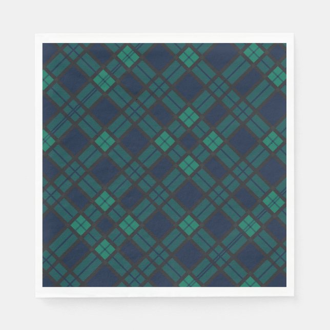 Tartan Clan Black Watch Green Checkered Pattern Serviette (Vorderseite)
