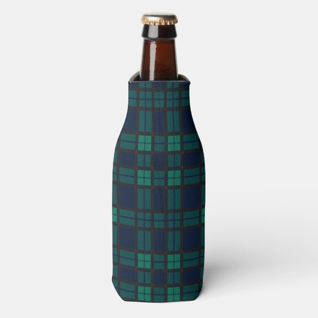 Tartan Clan Black Watch Kariert Blue Green Checker Flaschenkühler (Flaschenvorderseite)