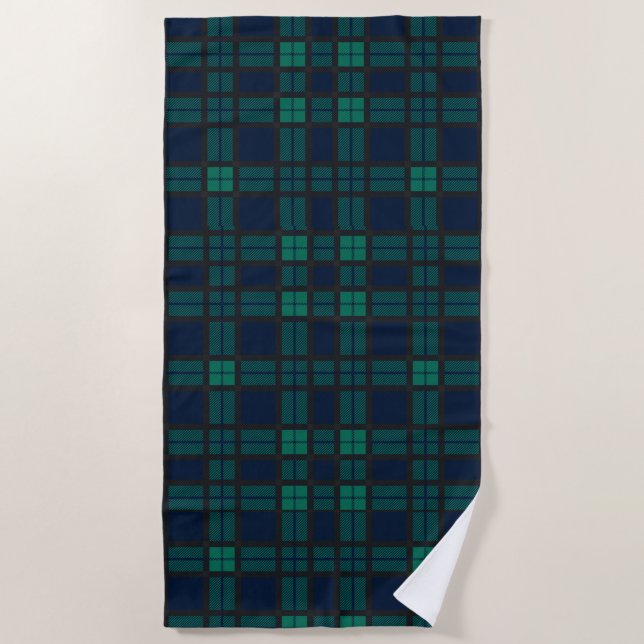 Tartan Clan Black Watch Kariert Blue Green Karo Strandtuch (Vorderseite)
