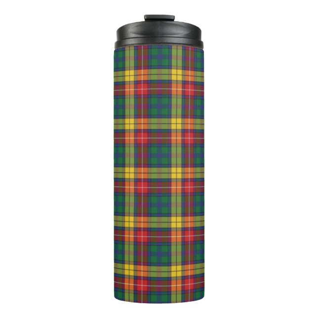 Tartan Clan Buchanan Kariert Green Red Karo Thermosbecher (Vorderseite)