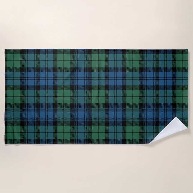 Tartan Clan Campbell Kariert Blue Green Checkered Strandtuch (Vorderseite)