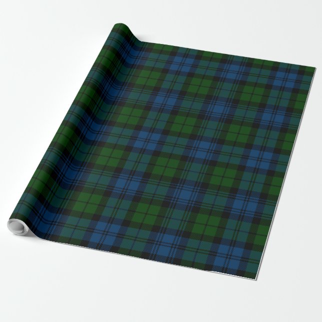 Tartan Clan Campbell Military Kariert Green Karo Geschenkpapier (Ungerollt)