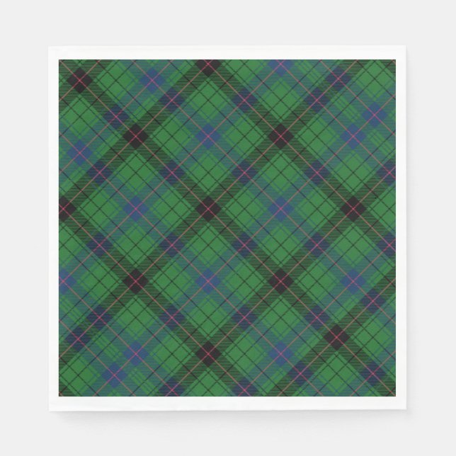 Tartan Clan Davidson Green Checkered Pattern Serviette (Vorderseite)
