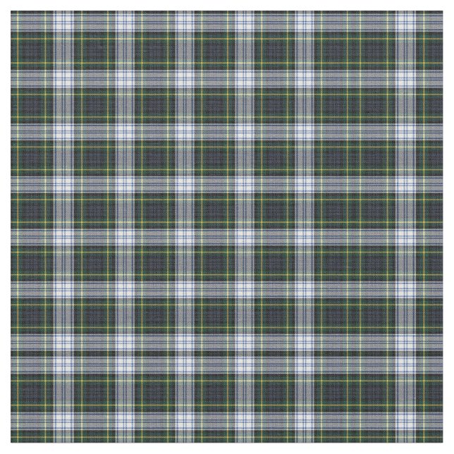 Tartan Clan Gordon Kariertes Muster White Blue Gre Stoff (Nahaufnahme)