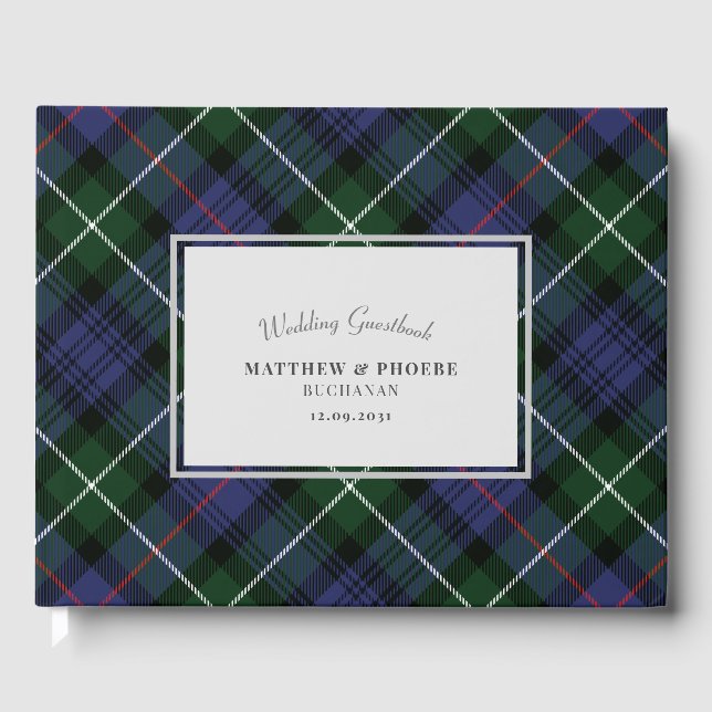 Tartan Clan MacKenzie Karierter Lila grüner Karo Gästebuch (Vorderseite)