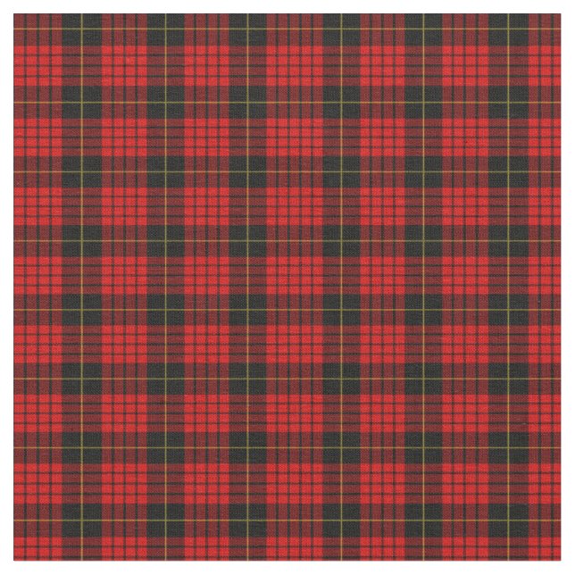 Tartan Clan MacQueen Kariert Pattern Red Black Kar Stoff (Nahaufnahme)