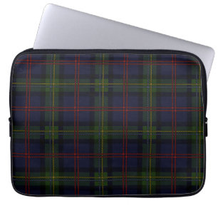 Tartan Clan Malcolm Karo Olivgrün Lila Karomuster Laptopschutzhülle