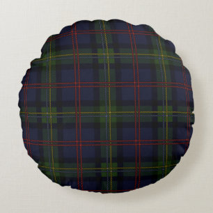 Tartan Clan Malcolm Lila Grün Kariert Rundes Kissen