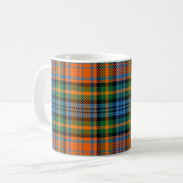 Tartan Clan Murray Kariert Orange Blue Karo Kaffeetasse (Vorderseite Links)