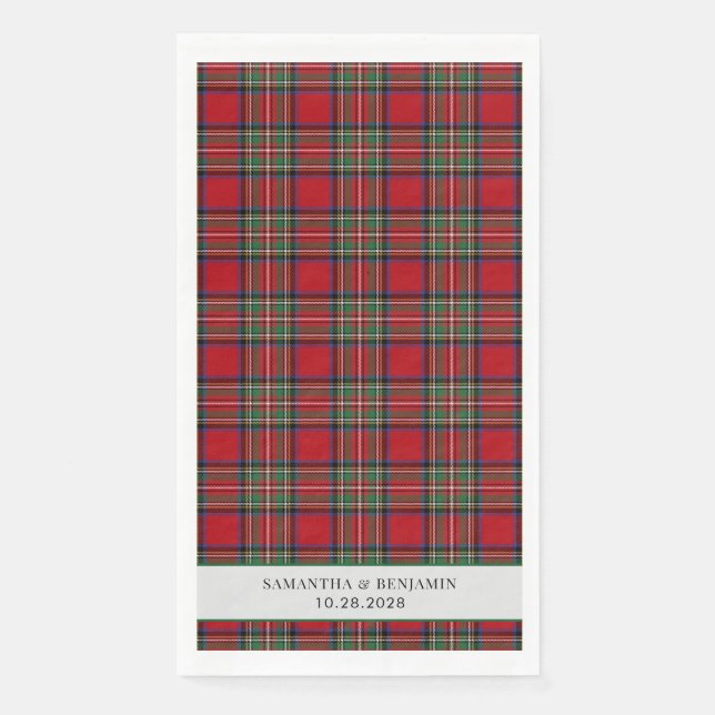 Tartan Clan Stewart Kariert Black Red Custom Weddi Serviette (Vorderseite)