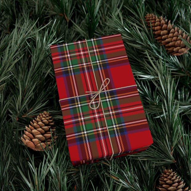 Tartan Clan Stewart Kariert Black Red Karo Pattern Geschenkpapier (Stewart Tartan Plaid Wrapping Paper)