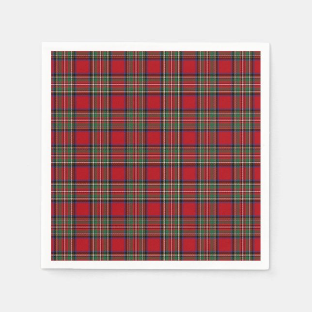 Tartan Clan Stewart Kariert Black Red Karo Pattern Serviette (Vorderseite)