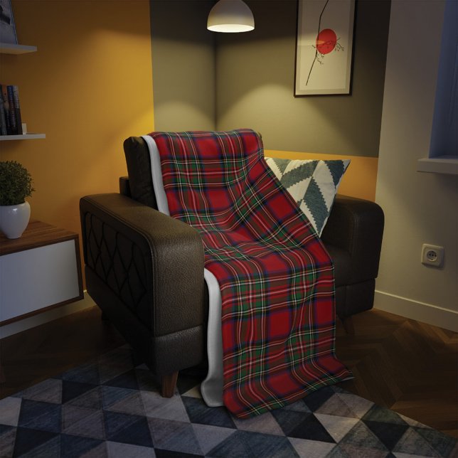 Tartan Clan Stewart Kariert Red Green Karo Pattern Fleecedecke (Von Creator hochgeladen)