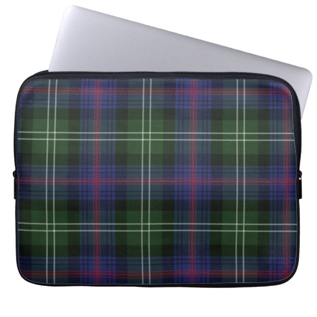 Tartan Clan Sutherland Karierter Lila grüner Karo Laptopschutzhülle (Vorderseite)