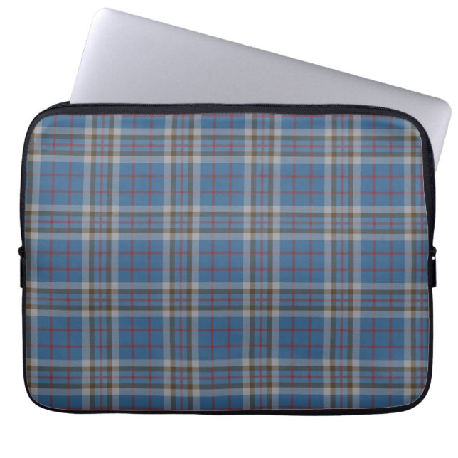 Tartan Clan Thompson Kariert Gray Blue Checkered Laptopschutzhülle (Vorderseite)
