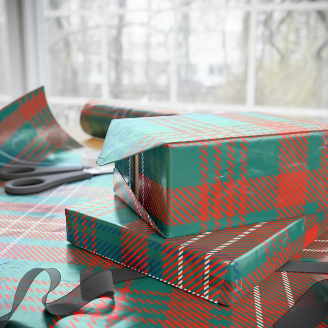 Tartan Clan Wilson Kariert Orange Blue Karo Geschenkpapier (Plaid Clan Wilson Tartan Wrapping Paper)