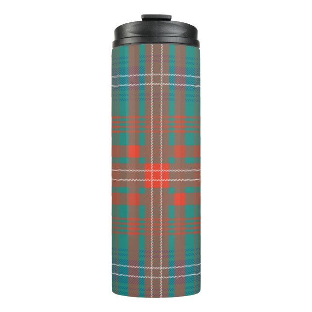 Tartan Clan Wilson Kariert Orange Türkis Karo Thermosbecher (Vorderseite)