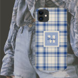 Tartan - Dark Blue Cream Background - Phone Case<br><div class="desc">Tartan in medium navy blue,  medium sky blue and cream (off white) background. Other colorways available.</div>