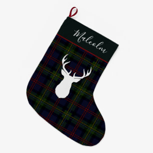 Tartan Deer Kariert Clan Malcolm Deer Custom Großer Weihnachtsstrumpf