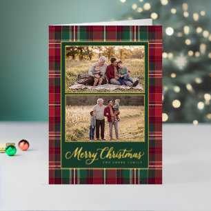 Tartan-Design Zwei-Foto Frohe Weihnachten