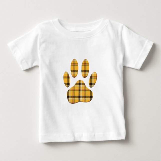 Tartan Dog Paw Print Baby T-shirt (Vorderseite)