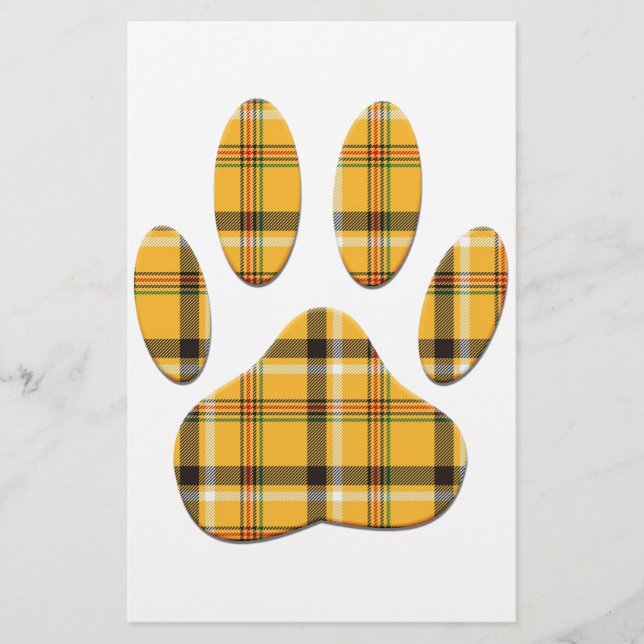 Tartan Dog Paw Print Briefpapier