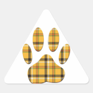 Tartan Dog Paw Print Dreieckiger Aufkleber