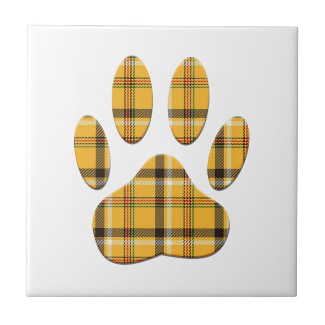 Tartan Dog Paw Print Fliese (Vorderseite)