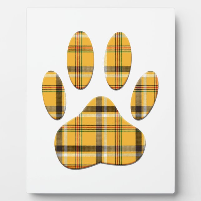 Tartan Dog Paw Print Fotoplatte (Vorderseite)