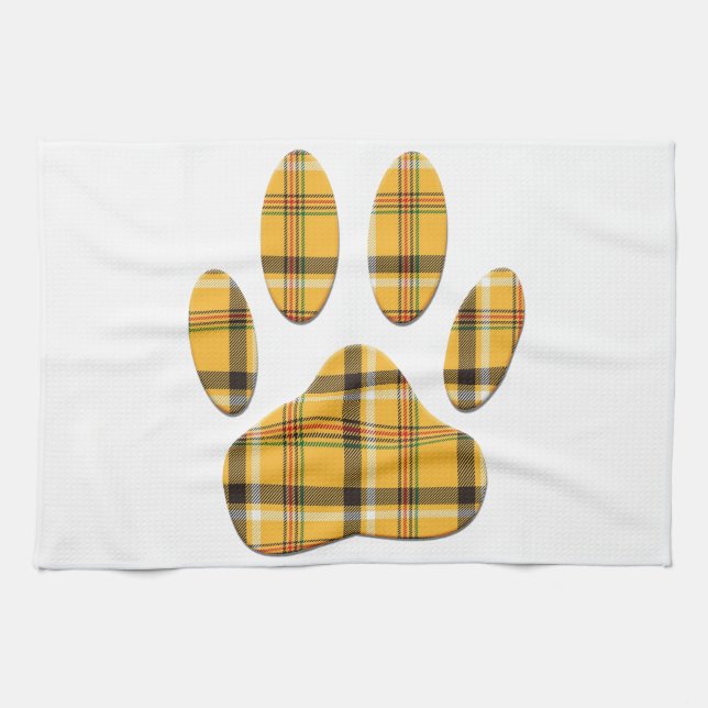 Tartan Dog Paw Print Handtuch (Horizontal)