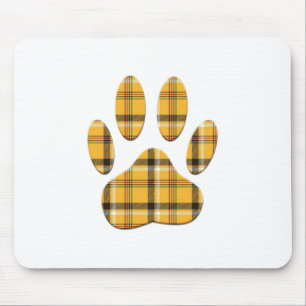 Tartan Dog Paw Print Mousepad