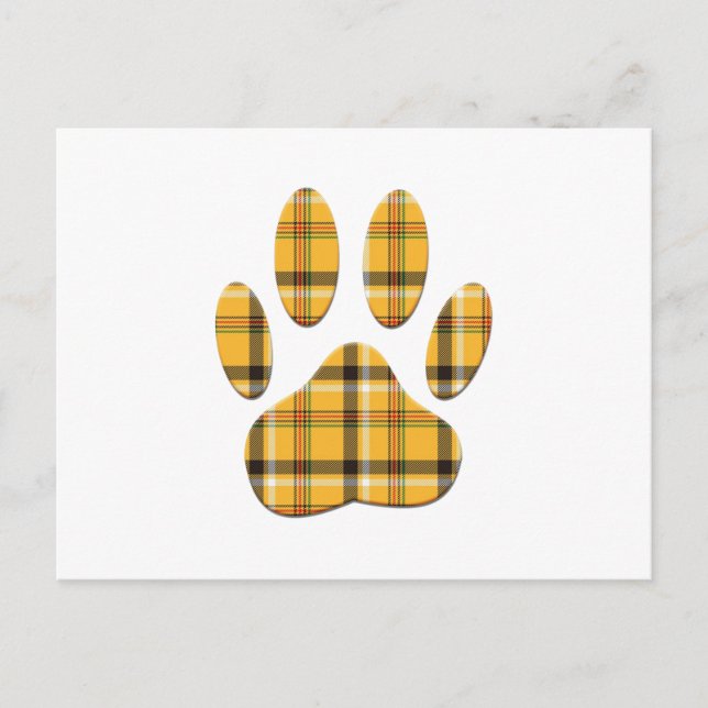 Tartan Dog Paw Print Postkarte (Vorderseite)
