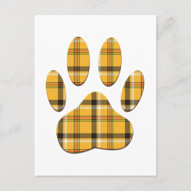 Tartan Dog Paw Print Postkarte (Vorderseite)
