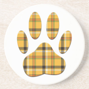 Tartan Dog Paw Print Sandstein Untersetzer