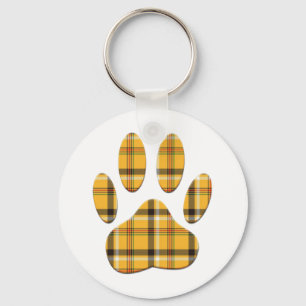 Tartan Dog Paw Print Schlüsselanhänger