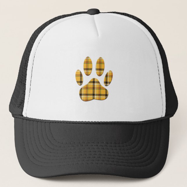 Tartan Dog Paw Print Truckerkappe (Vorderseite)