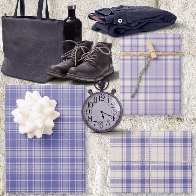 Tartan - Dunkel Lila-Mauve-Zement-Weiß Geschenkpapier Set (Tartan - Dark Purple-Mauve-Cement White Different Wrapping Paper Sheets by Leapfroglisics Shop)