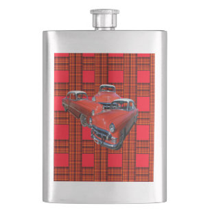 Tartan Elegant rote und weiße Oldtimer,   Flachmann