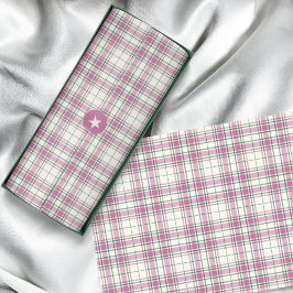Tartan - Elfenbeingrüne Rose, pink-grün Seidenpapier